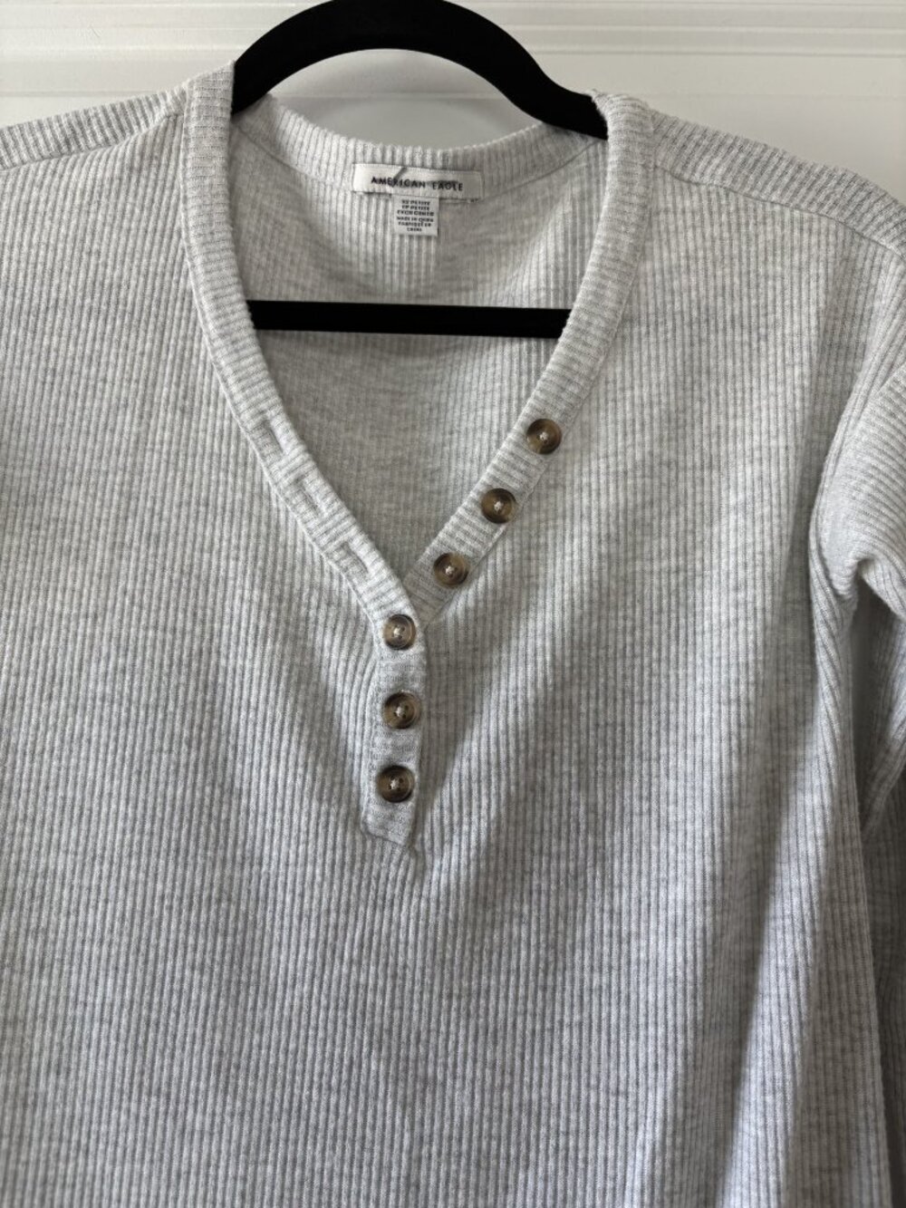 American Eagle Outfitters Heather Gray Knit Henley Sweater Dress Petite XS - Picture 3 of 7